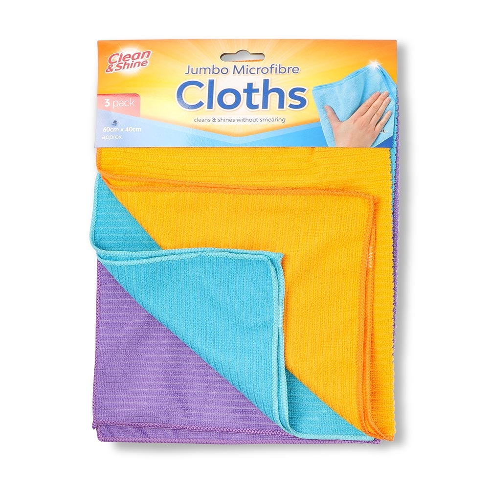 Clean And Shine Jumbo Microfibre Cloths 3 Pack  327441