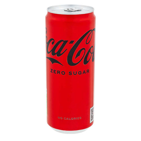 Coke zero slim can 330ml on white background