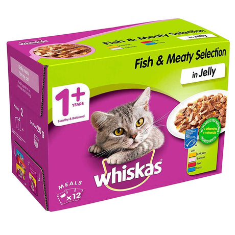 Whiskas Pouches Fish & Meaty In Jelly 12Pk  242664-fishmeat