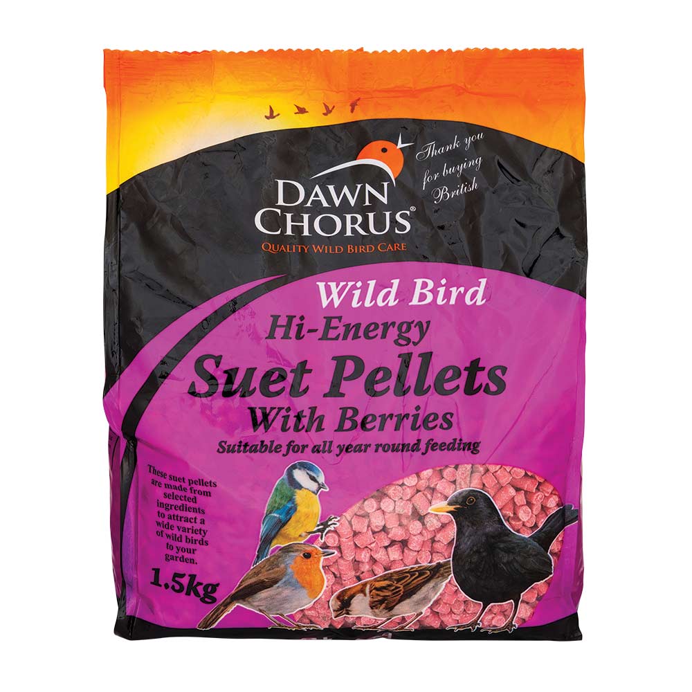 Dawn Chorus Wild Bird Hi-Energy Suet Pellets With Berries 1.5 Kg