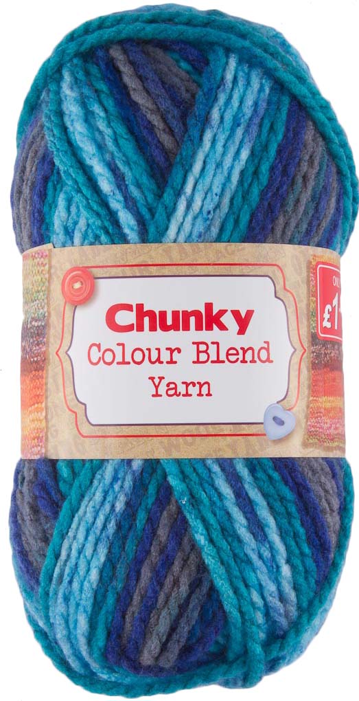 Colour Blend Chunky Yarn 1X100G - Blue Tones 272954-greyblueteal