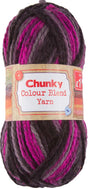 Colour Blend Chunky Yarn 1X100G - Pink & Brown Mix 272954-blkgreypink