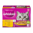 Whiskas cat food package for adult cats over 7 years old on a white background