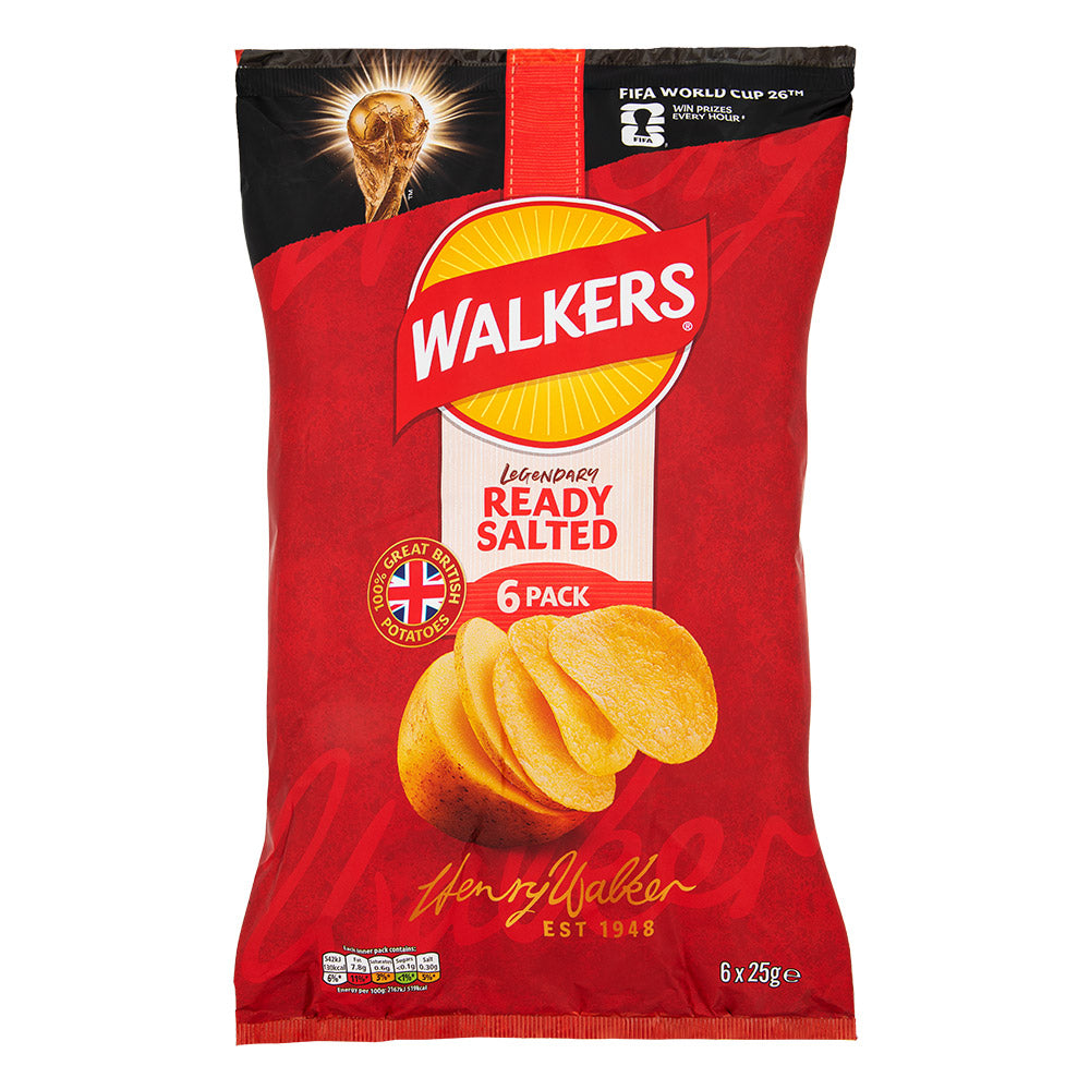 Walkers Crisps Ready Salted 25g x 6 Pack