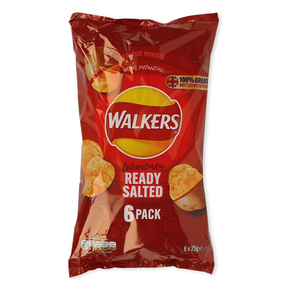 Walkers Ready Salted Crisps 6 X 25G Pack | Poundstretcher 287741
