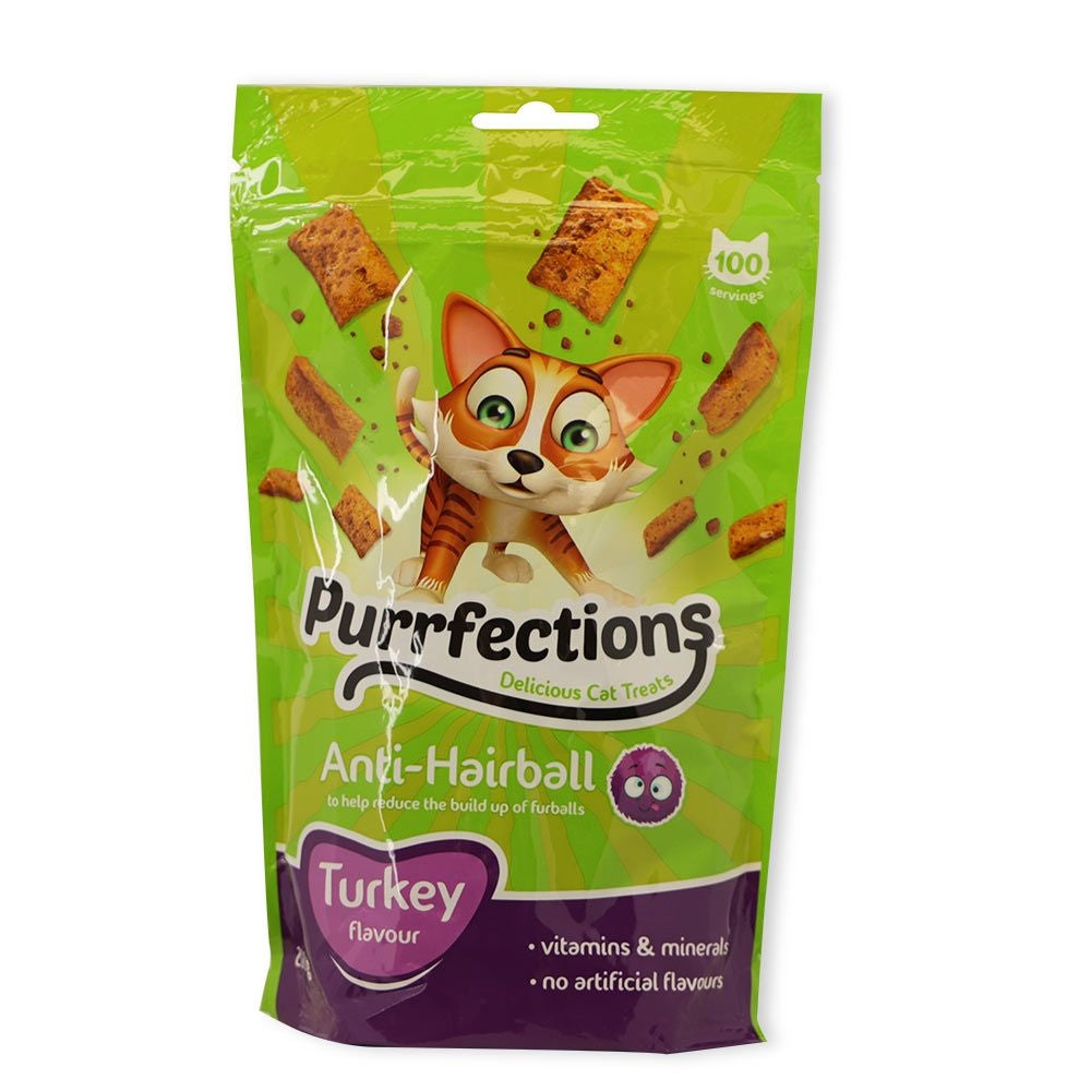 Purrfections Anti Hairball Cat Treats Turkey 200g | Poundstretcher