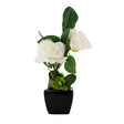 Artificial Rose In Ceramic Pot - White 316475-WHITE