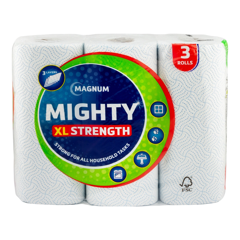 Magnum Mighty 3 Ply Kitchen Roll - 3 Rolls 297734