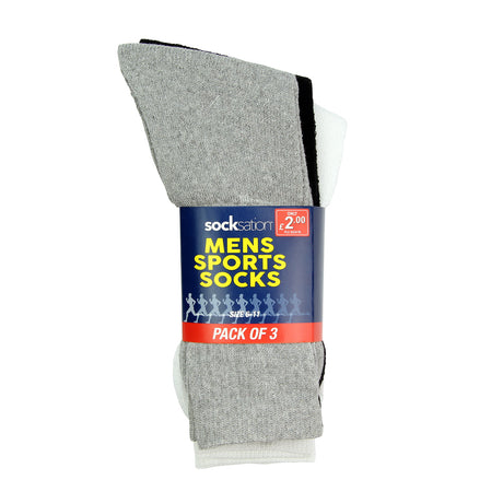 3 Pack Mens Sports Socks - Mixed Pack 303478-MIX