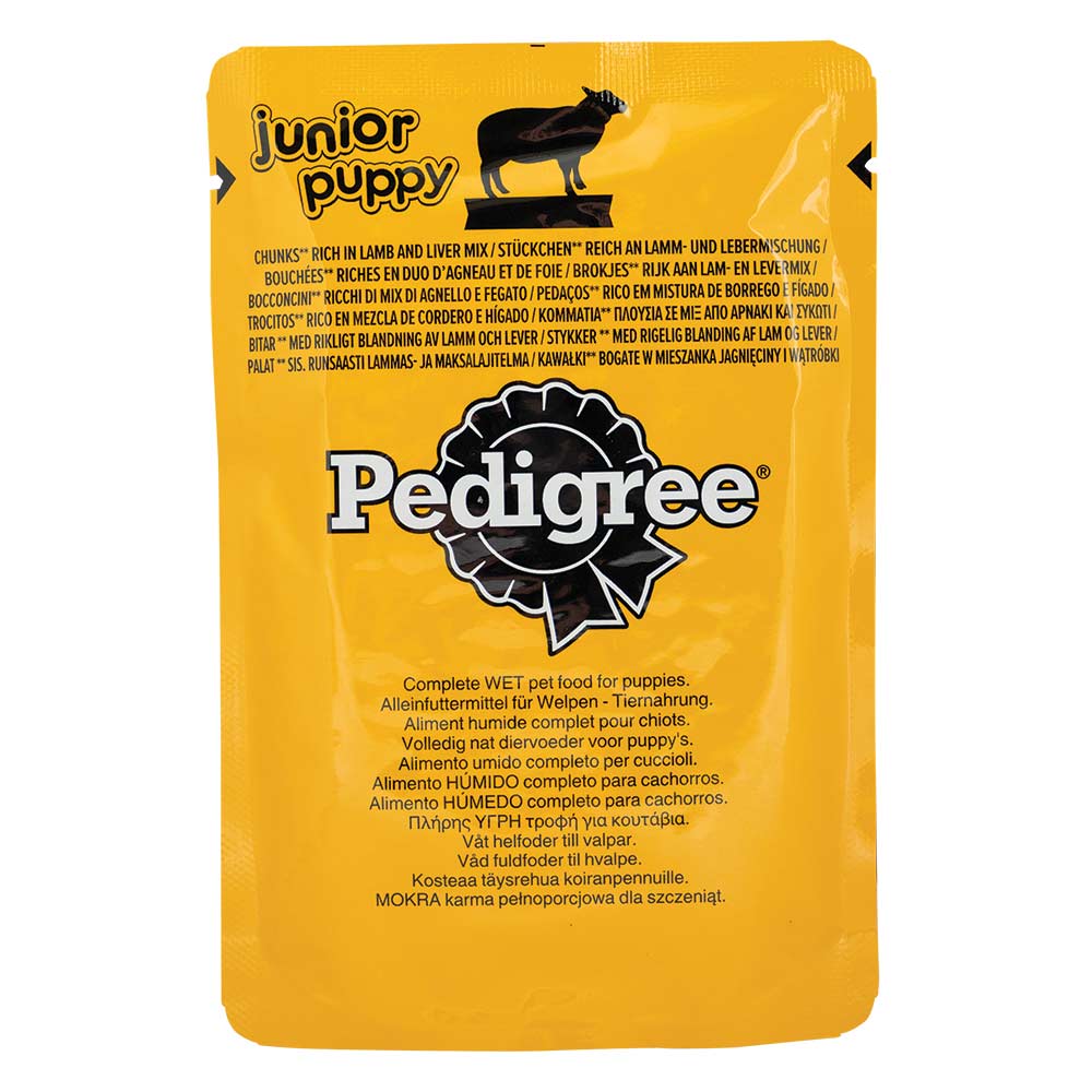 Pedigree Puppy Mixed Selection With Rice In Jelly Wet Dog Food Pouches 100g x 12 Pack