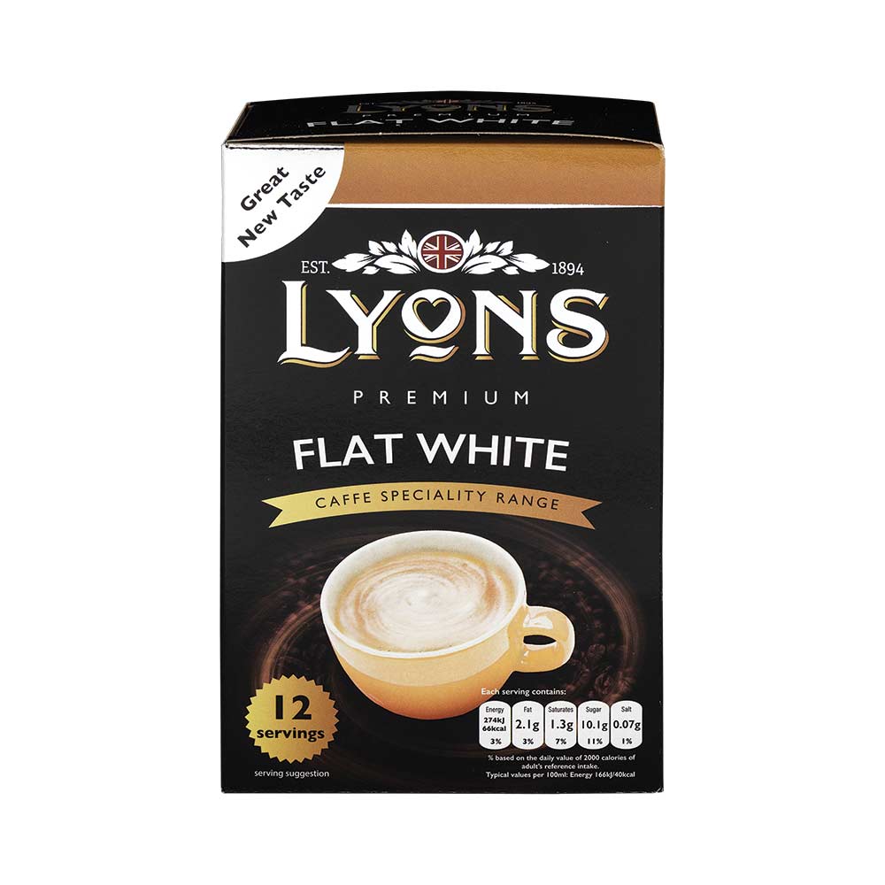 Lyons Premium Flat White Coffee 12 X 15g Pack
