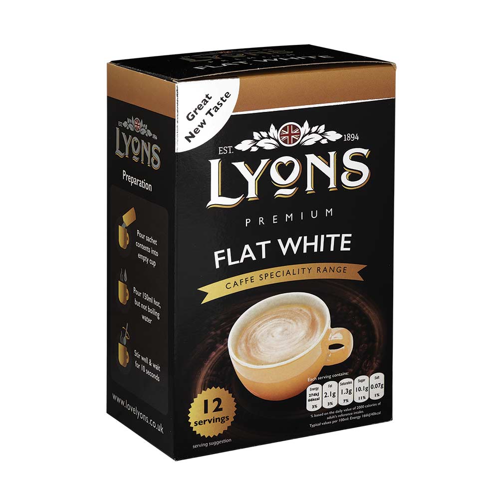Lyons Premium Flat White Coffee 12 X 15g Pack