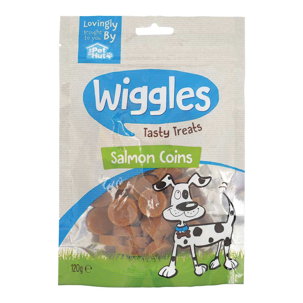 Wiggles Tasty Dog Treats Salmon Coins 120g