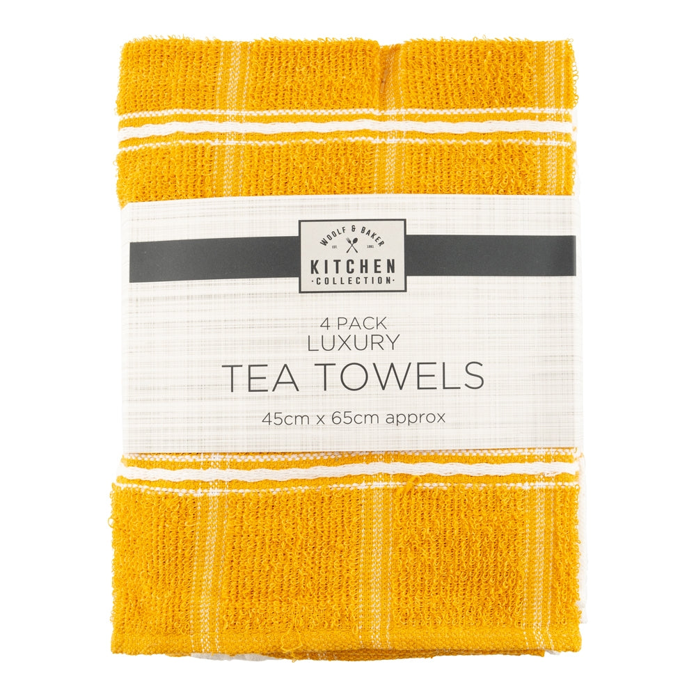 4 Pack Yellow Luxury Tea Towels 324889-YELLOW