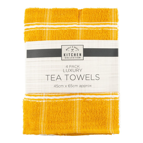 4 Pack Yellow Luxury Tea Towels 324889-YELLOW
