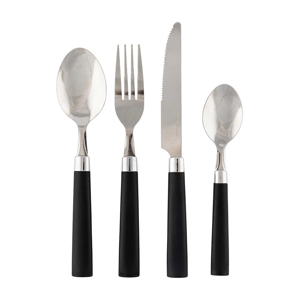 16 Piece Black Cutlery Set