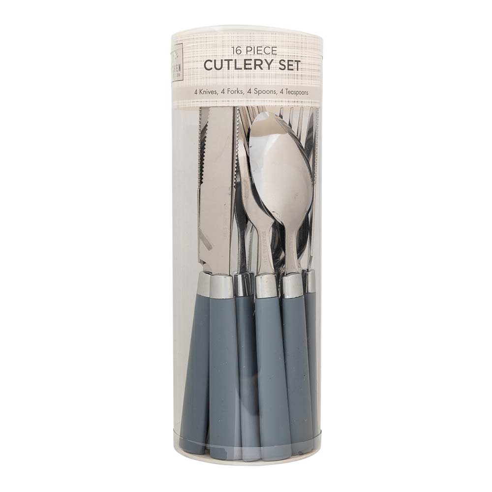 16 Piece Grey Cutlery Set