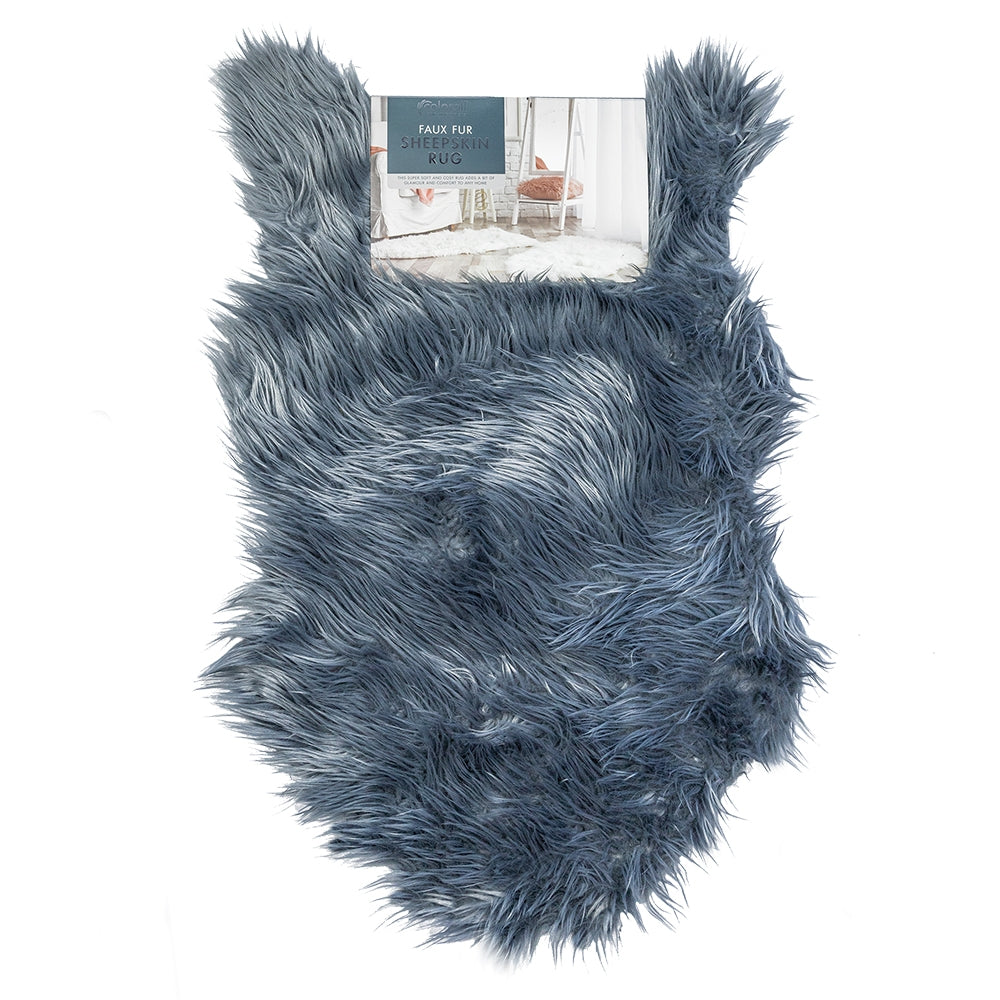 Dark Grey Faux Fur Sheepskin Rug 50X90Cm 326921-GREY