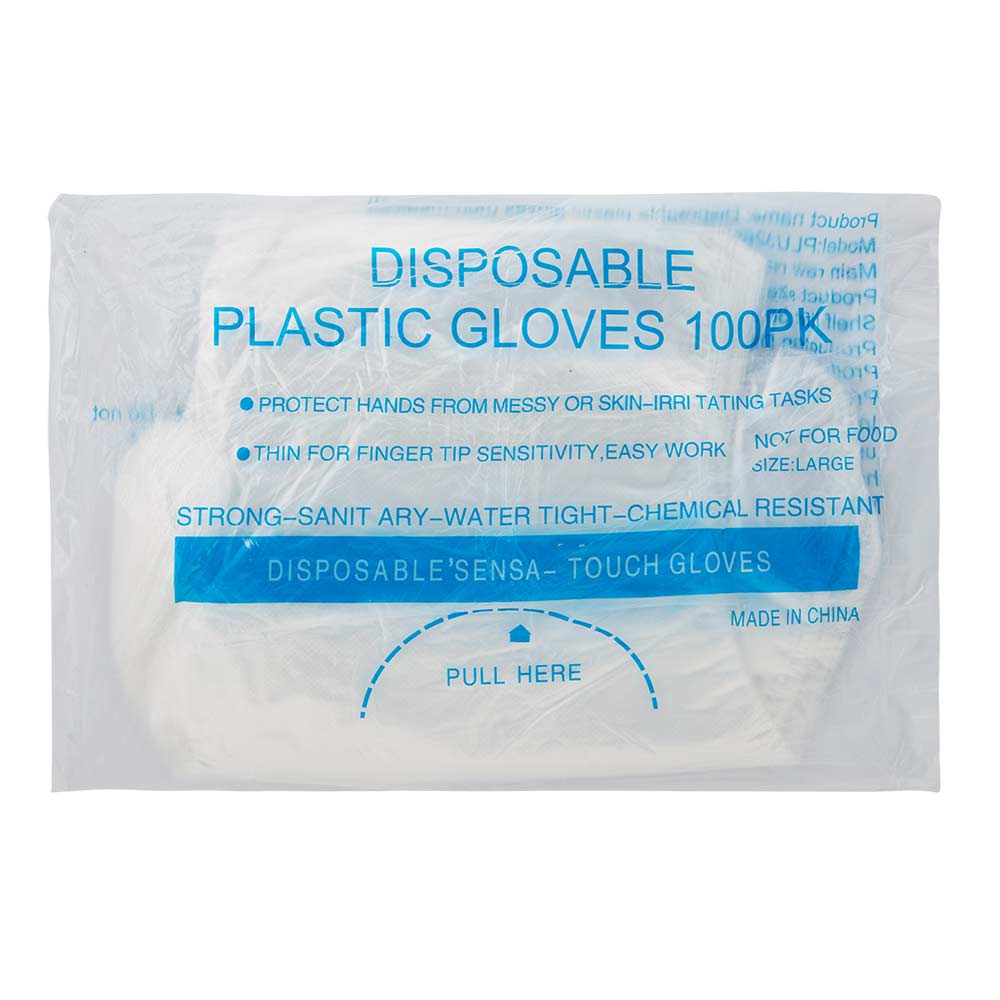 Disposable Plastic Gloves Large 100 Pack