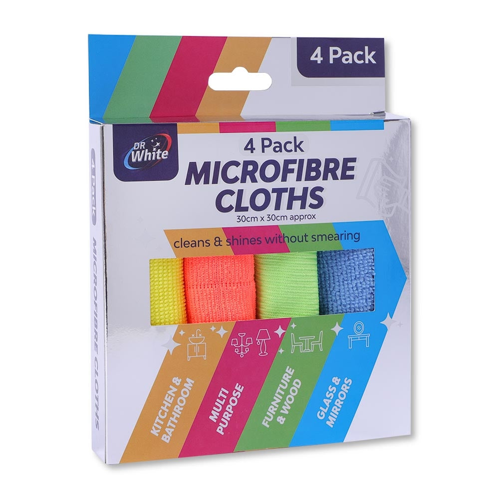 4 Coloured Microfibre Cloths 327651