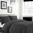 Black Satin Stripe Duvet Set Double 329360