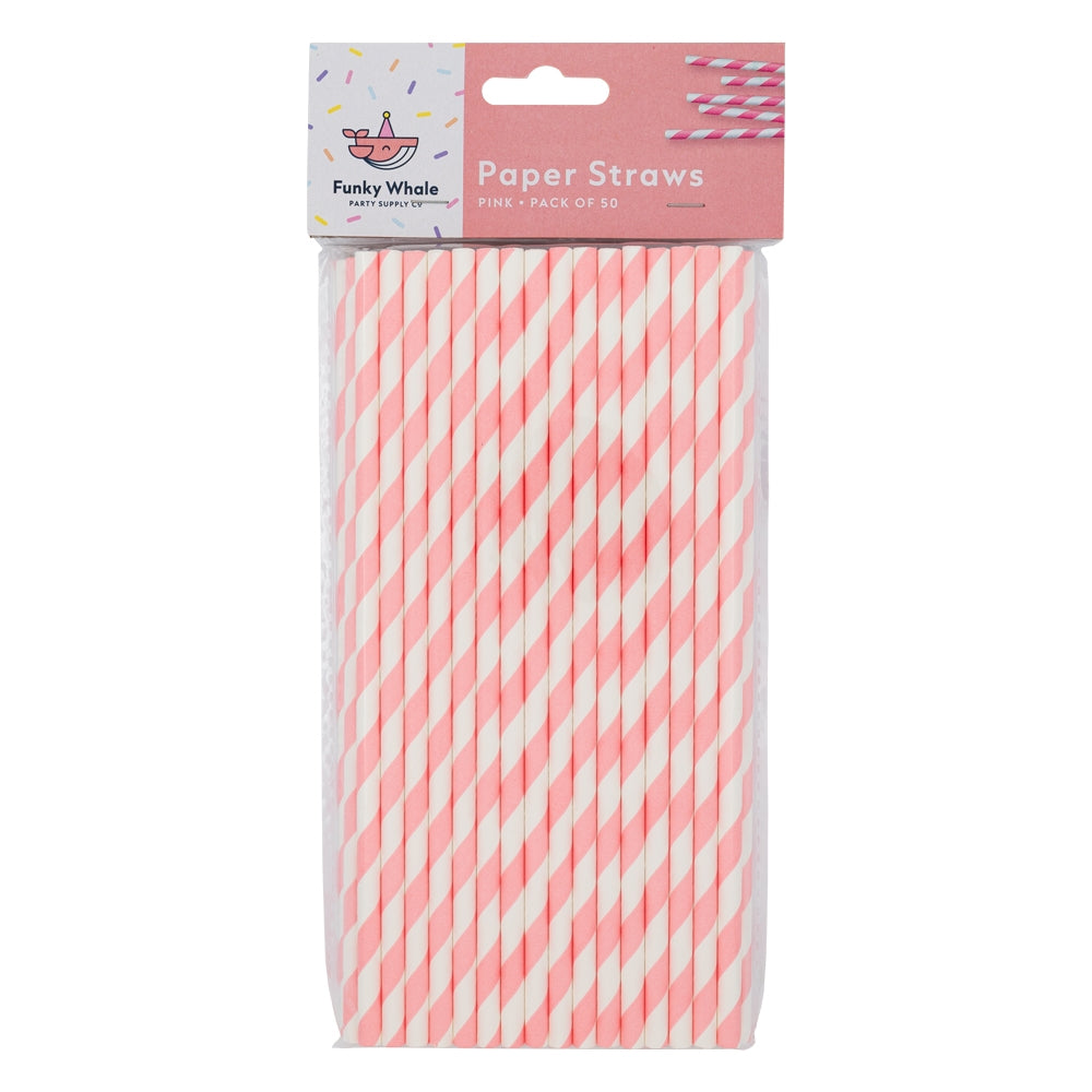 Paper Straws Pink 50 Pack 330268-PINK