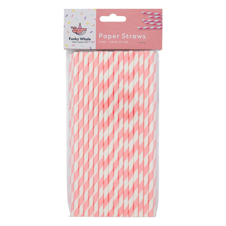 Paper Straws Pink 50 Pack 330268-PINK