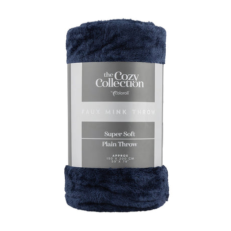 Coloroll Faux Mink Throw - Navy Blue 150 X 200Cm 332234