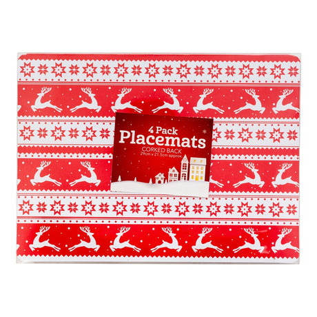 4 Pack  Christmas Placemats - Corked Back 332351