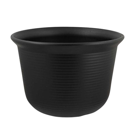 Black ribbed planter on a white background