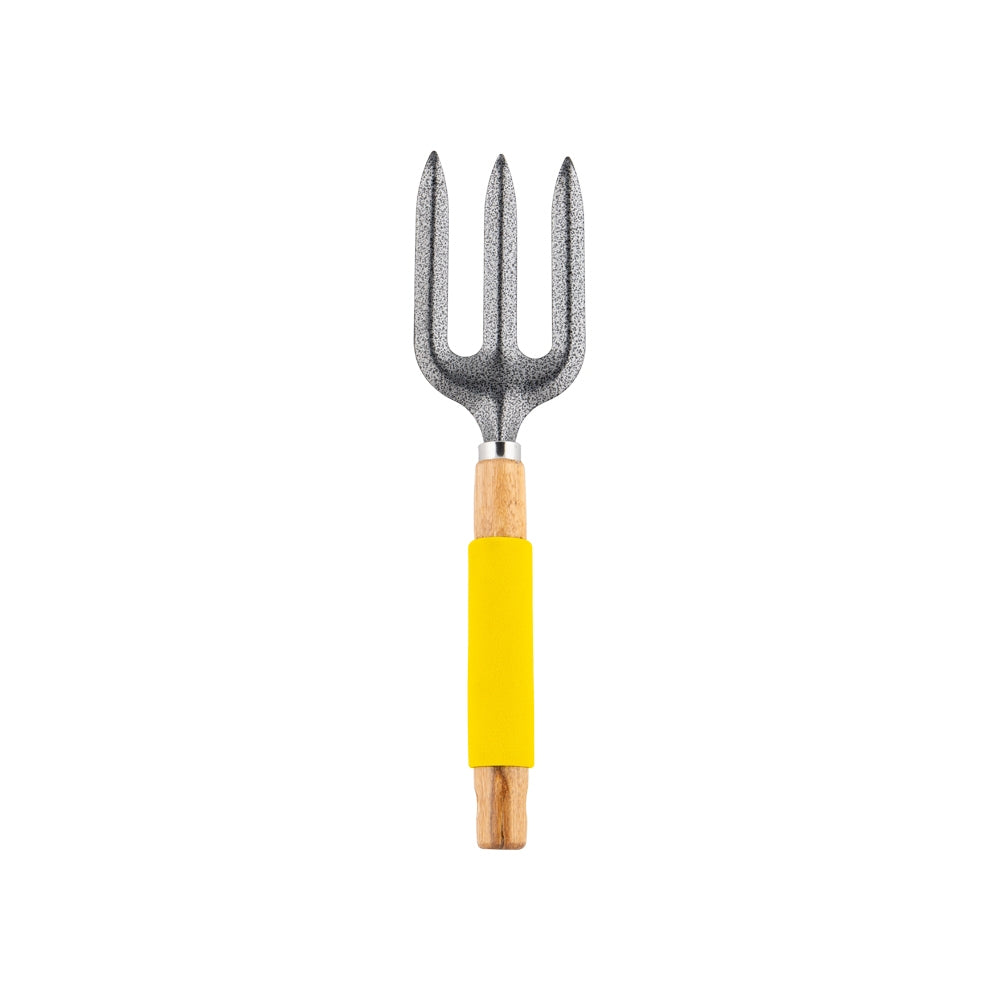 Wooden Gardening Hand Fork - Yellow 334518-YELLOW
