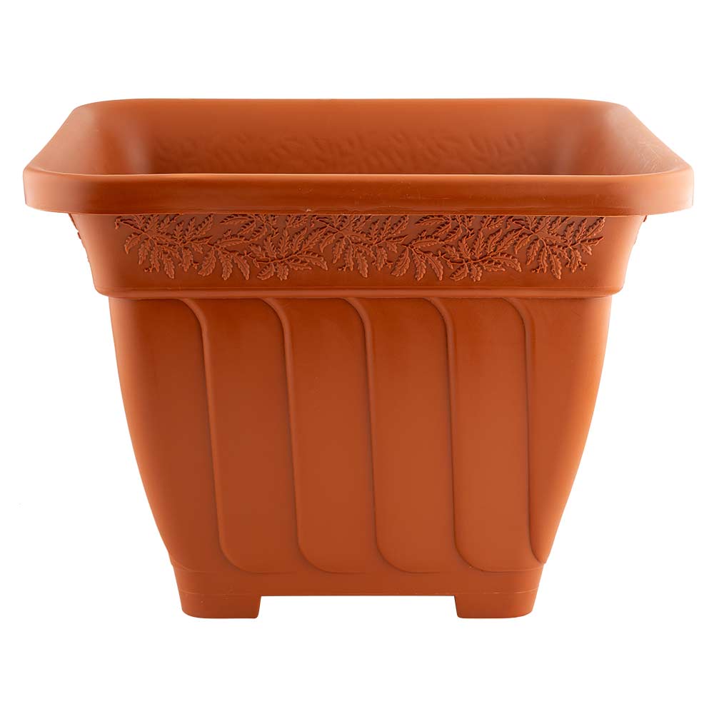 Woodland square planter in brown on white background