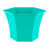 Verona hexagonal planter in green on white background