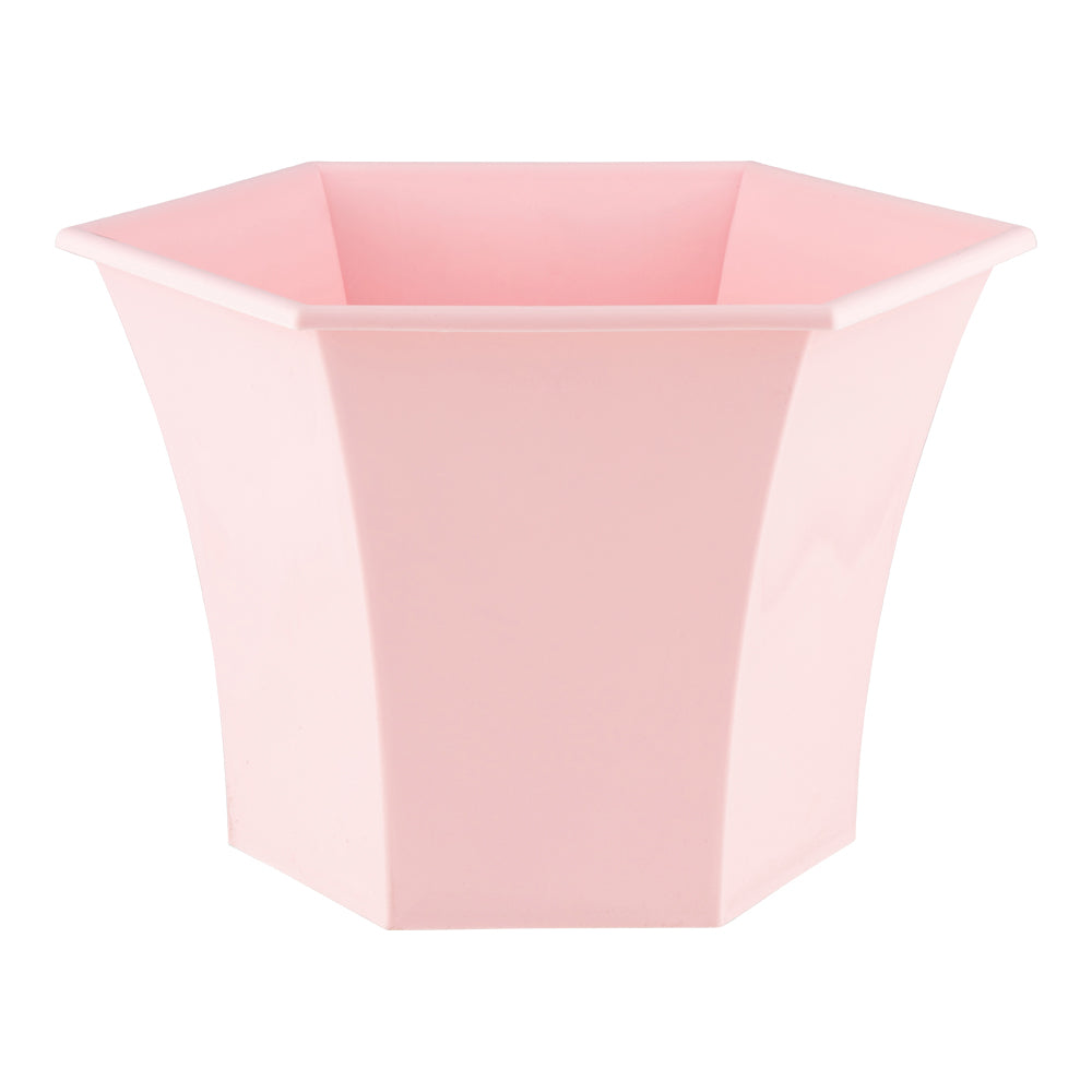 Verona hexagonal planter in pink on white background