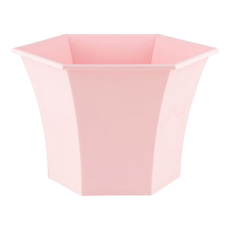 Verona hexagonal planter in pink on white background
