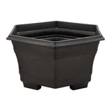 Black lakeside planter in hexagonal design on a white background