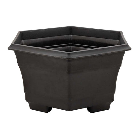 Black lakeside planter in hexagonal design on a white background