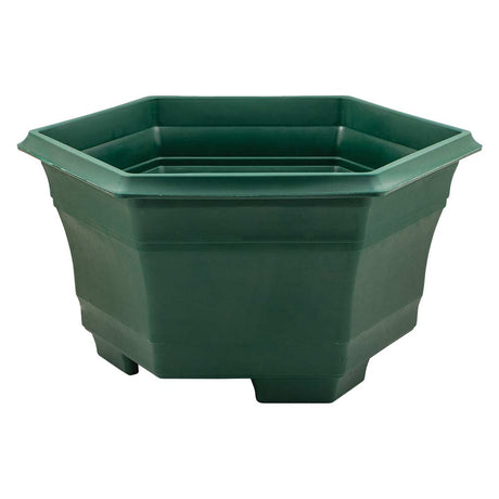 Green lakeside planter in hexagonal design on a white background