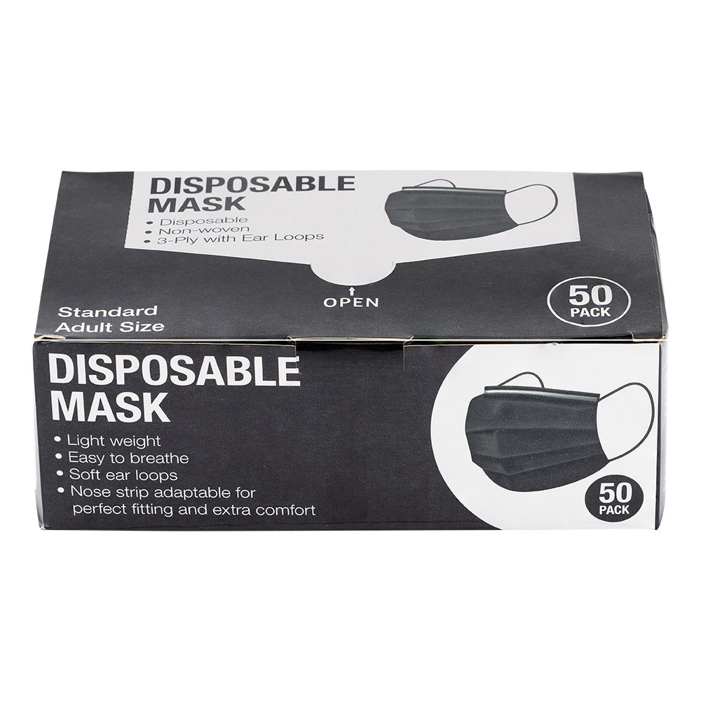 Black Disposable Face Masks 50 Pack