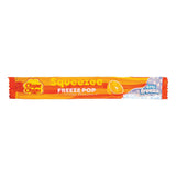 Chupa chups squeezee freeze pops orange flavour on white background