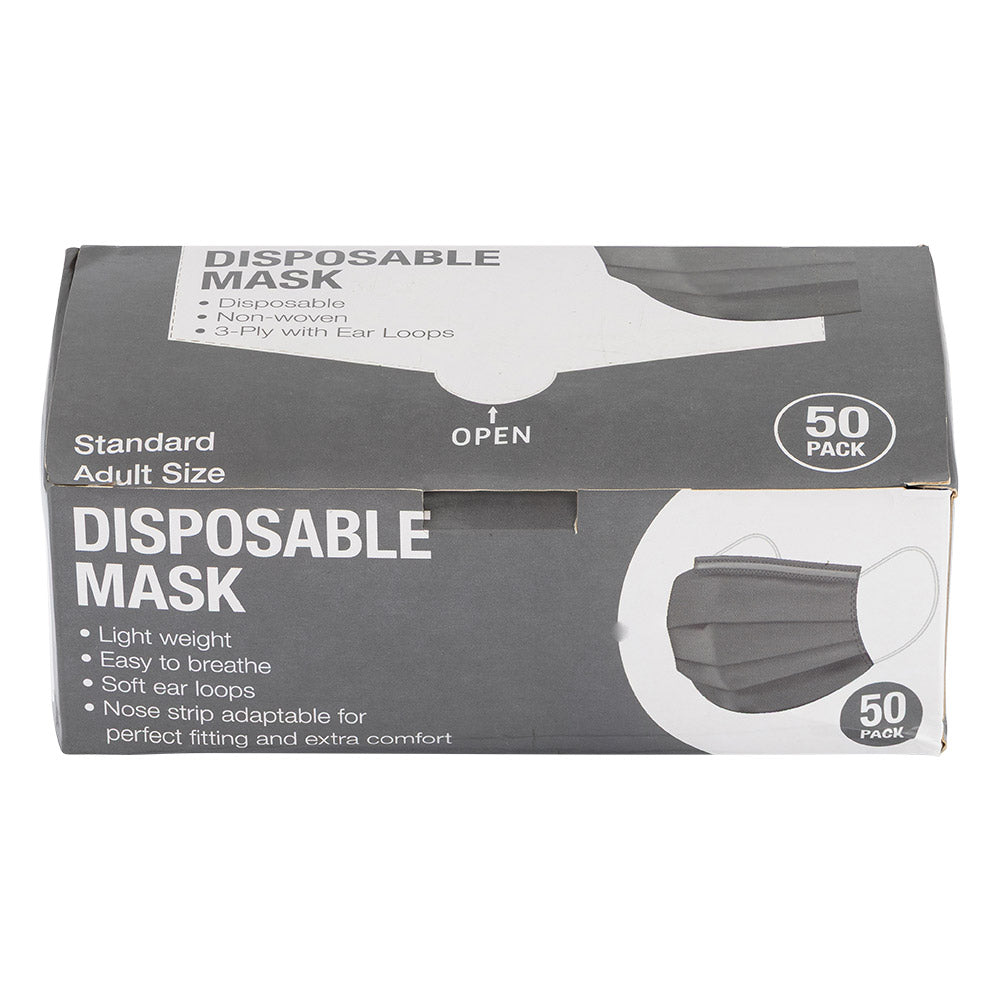 Grey Disposable Face Masks 50 Pack