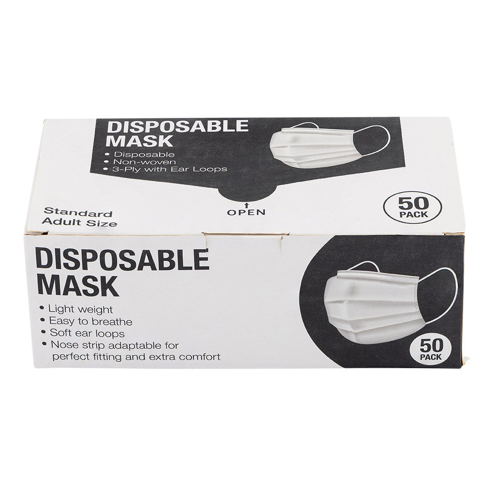 White Disposable Face Masks 50 Pack