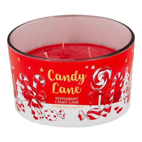 12Oz Wide Glass Jar Candle - Peppermint Candy Cane 338777