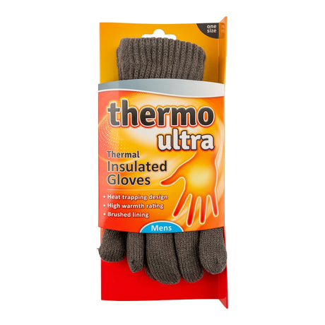 Mens Black Thermo Ultra Gloves 338927-BROWN