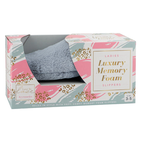 Ladies Grey Luxury Memory Foam Slippers - 3-5 339137-grey2