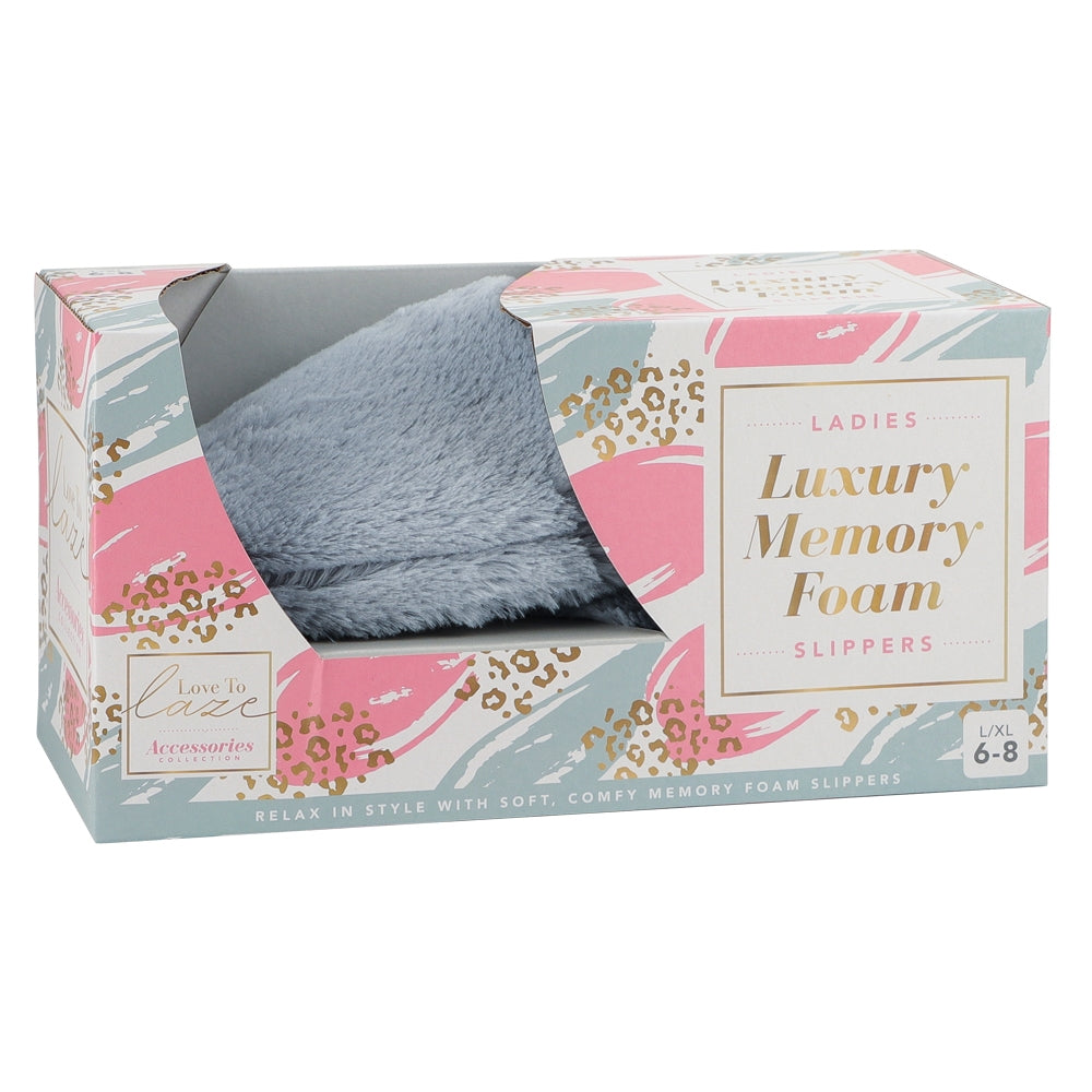 Ladies Pink Luxury Memory Foam Slippers  339137-grey
