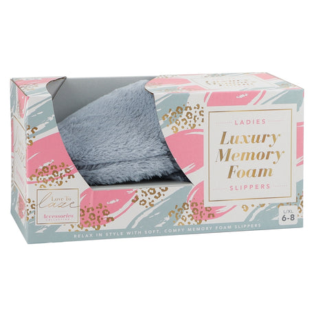 Ladies Pink Luxury Memory Foam Slippers  339137-grey