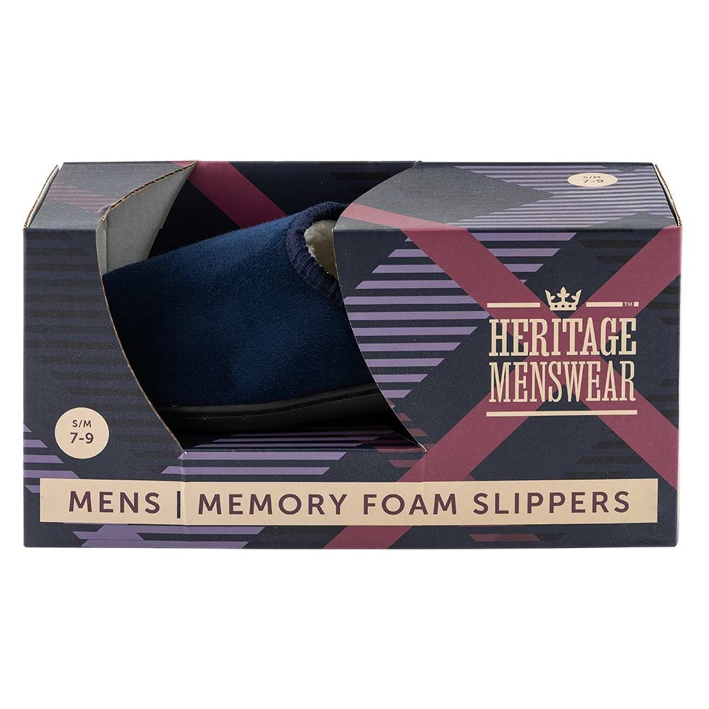 Men'S Blue Memory Foam Slippers (Size 7-9) | Poundstretcher 339142-sizesmallmedium