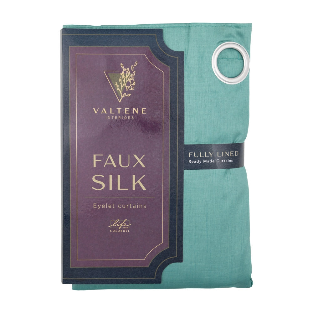 Valtene Faux Silk Curtains - 66 X 90Cm - Green 339189-GREEN