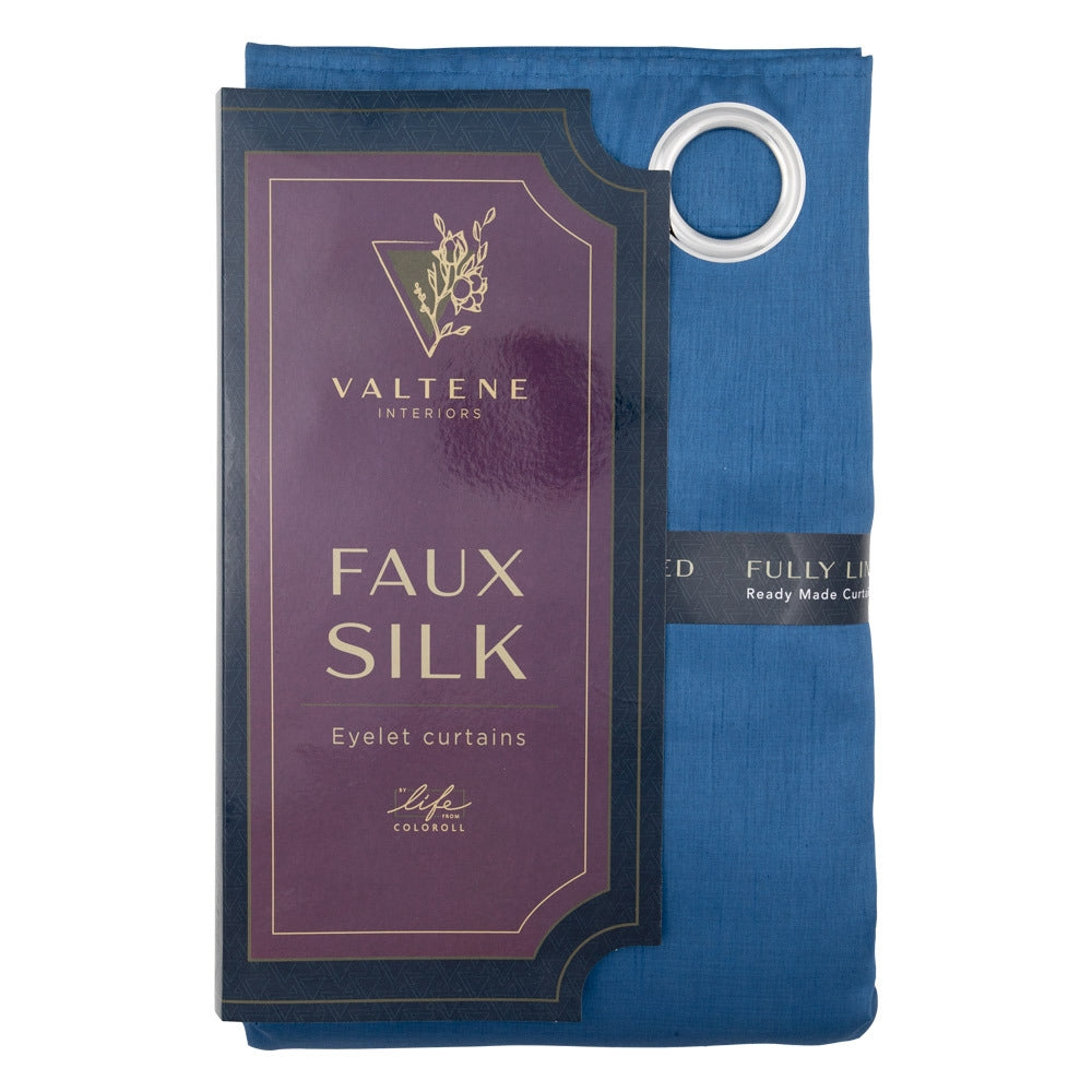 Valtene Faux Silk Curtains - 66 X 90Cm - Blue 339189-BLUE